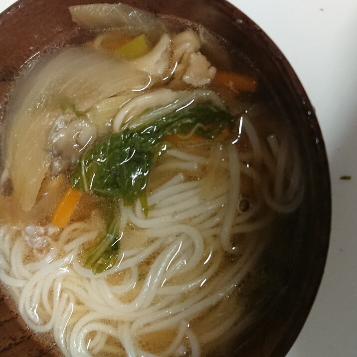 水菜鶏モモ肉ソーメン